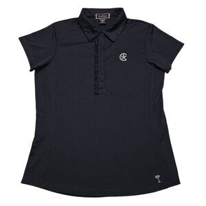Golftini Polo Womens Medium Dark Blue Short Sleeve Golf Activewear Shirt Stretch